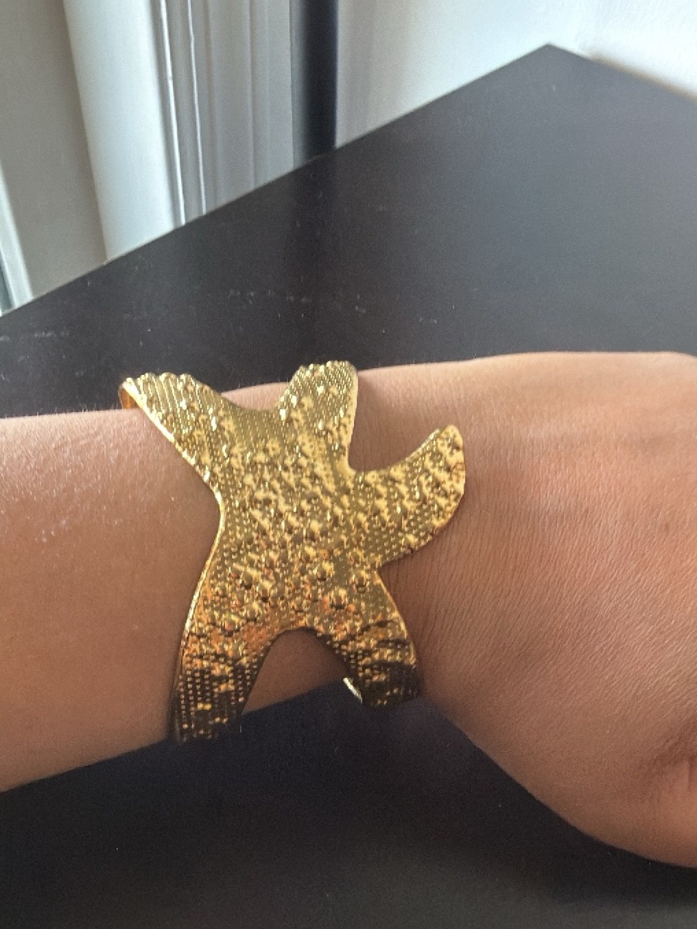 Gold Starfish Cuff Bracelet - Women's Accessory (stainless steel)